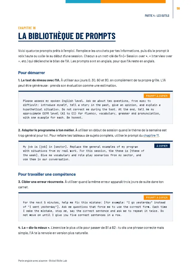 Page du guide : la bibliothèque de prompts